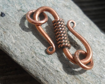 Solid Copper S Clasp with Solid Copper Closed Jump Rings, CL57CU, Size: 25 mm x 5 mm or .98 inches x .20 inches