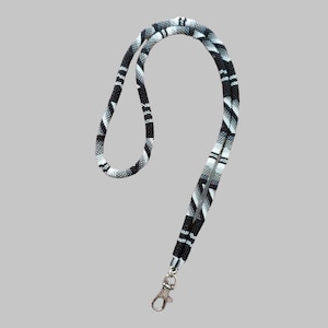 Gray Beaded Lanyard: Native Beadwork Lanyard