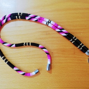 Black & Pink Beaded Breakaway Lanyard: Teacher ID Badge Holder