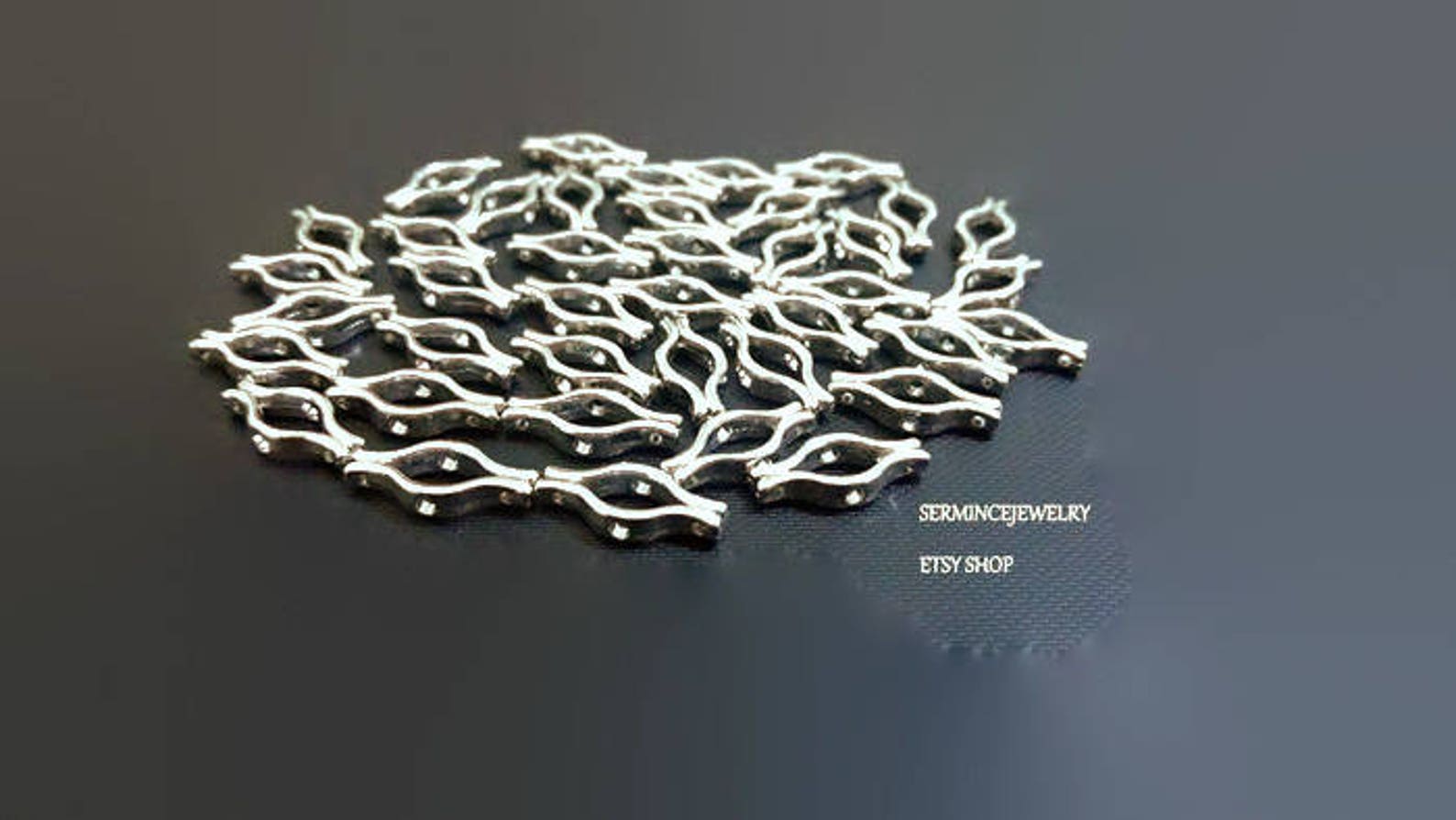 50 Pcs. Silver Plated Jewelry Findings / Silver Plated 3 Hole Etsy