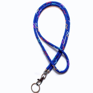 Beaded Crochet Lanyard: Japanese Seed Beads, Silver Plated Key Ring