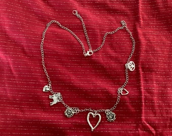 Pug dog charm necklace on stainless chain - 22 in-3-in extender