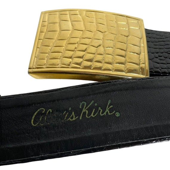 Vintage Alexis Kirk Statement Gold Buckle Belt Bl… - image 2