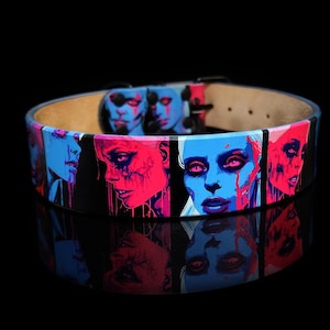 Bleeding Beauty, Neon Halloween Collar, Scary Dog Collar, Custom Collar, Leather Dog Collar, Biothane Collar, Fall Dog Collar, Halloween
