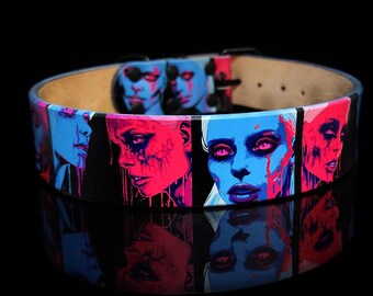 Bleeding Beauty, Neon Halloween Collar, Scary Dog Collar, Custom Collar, Leather Dog Collar, Biothane Collar, Fall Dog Collar, Halloween