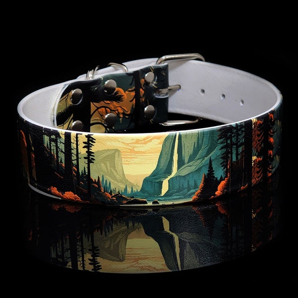 National Parks: Yosemite - All Weather, Waterproof Collar, Leather Alternative, Custom Dog Collar, Matching Collar and Leash, MadcoW Collar