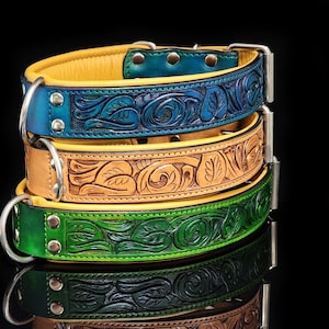 High Noon, Tooled Dog Collar, Dog Collar, 1.5 Inch Dog Collar, Leather Collar, Durable Dog Collar