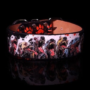 Zombie Dogs, Halloween Dog Collar, Choose from Leather or BioThane®, Waterproof options, Adjustable Leather Collar