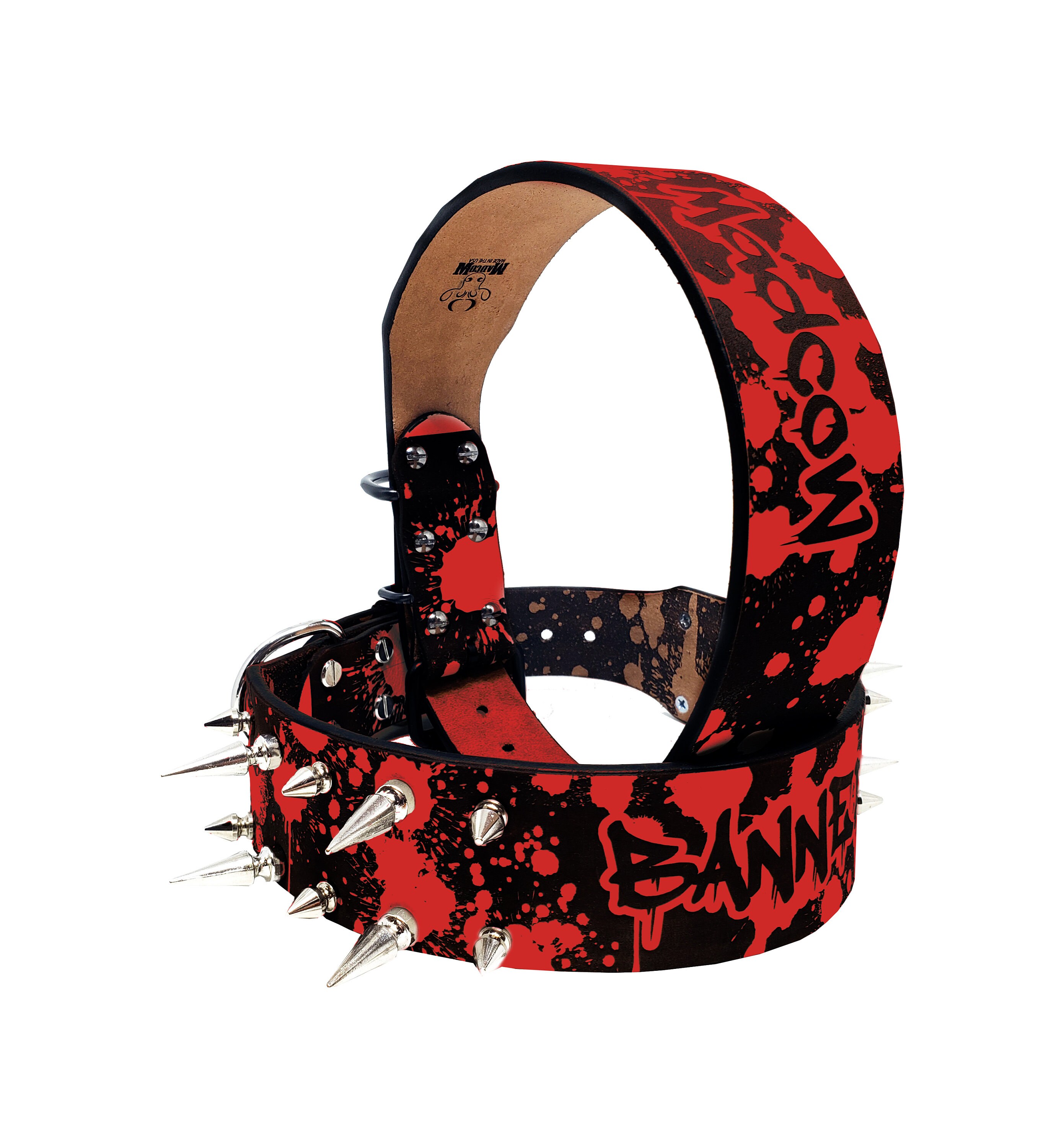 red spiked dog collar