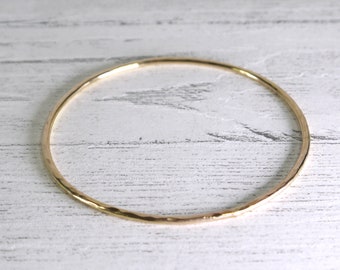 Handmade hammered 14 kt gold fill stacking bangle