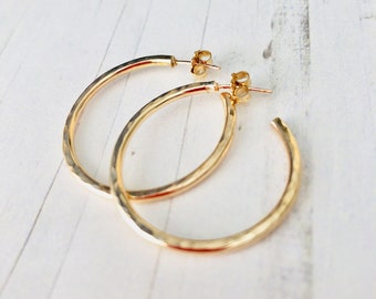 Handmade gold fill hoop stud earrings
