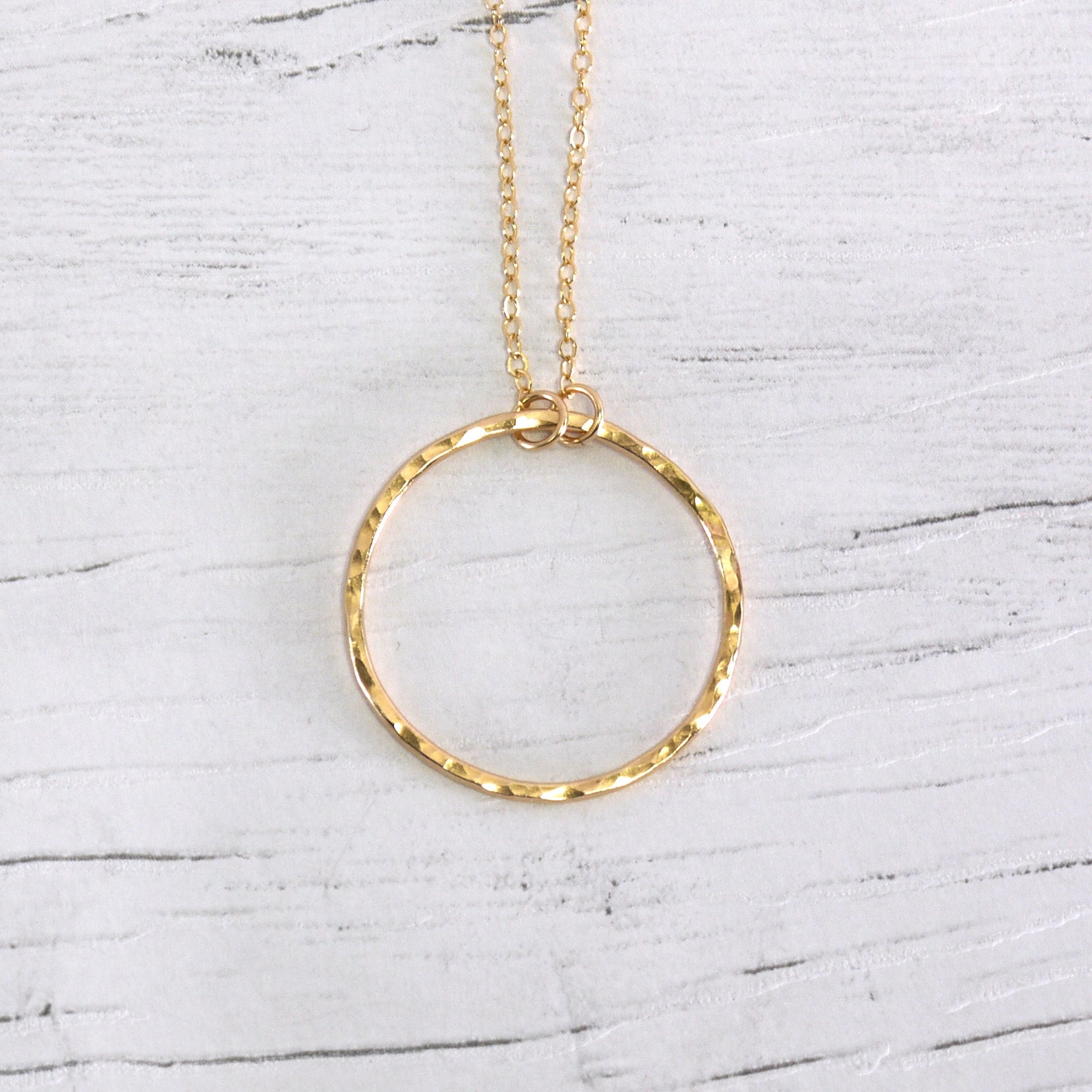 Hammered Gold fill infinity circle necklace