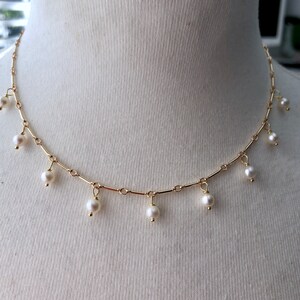 Handmade freshwater pearl and gold necklace