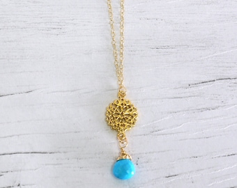 Turquoise and gold fill necklace