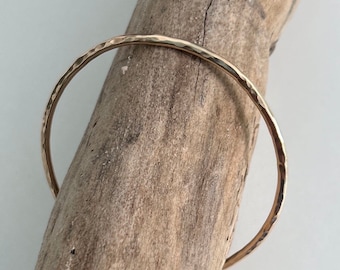 Handmade hammered 14 kt gold fill stacking bangle
