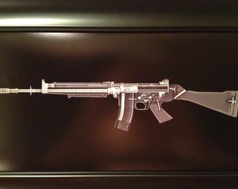 FN FNC rifle   CAT scan  print - ready to frame