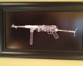 MP40 submachinegun  CAT scan gun print - ready to frame