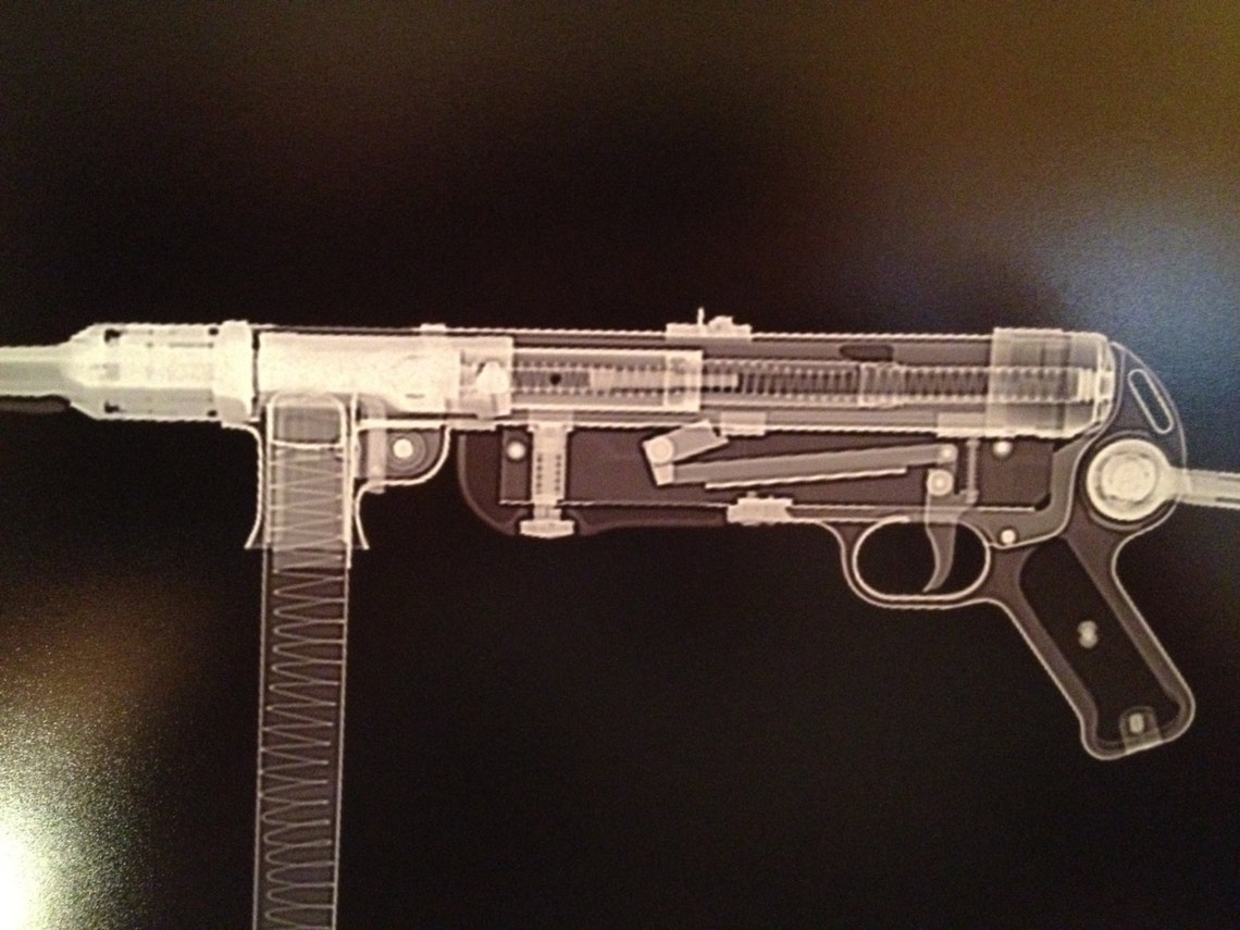 MP40 Submachinegun CAT Scan Gun Print Ready to Frame Etsy