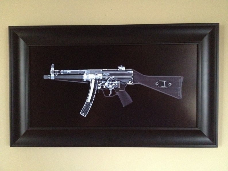 MP5 Submachine gun CAT scan gun print 2 ready to frame image 1