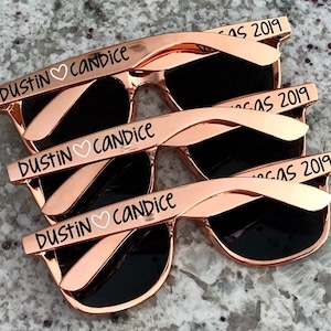 Personalized Sunglasses, Rose Gold Sunglasses, Wedding Favors, Bridesmaid Sunglasses, Bachelorette Shades, Custom Sunglasses, Party Favors