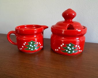 Vintage Waechtersbach Christmas Tree Sugar and Creamer Set