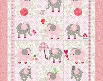 Haut De Couette (Quilt Top) Appliqué Motifs Souris - Pièce Unique Faite Main - Non Fini