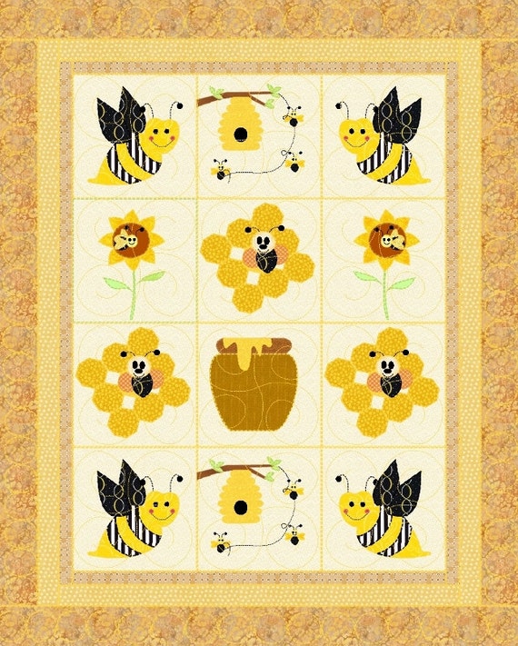Baby Crib Quilt Pattern Bees Busy Bees Baby Crib Quilt Etsy