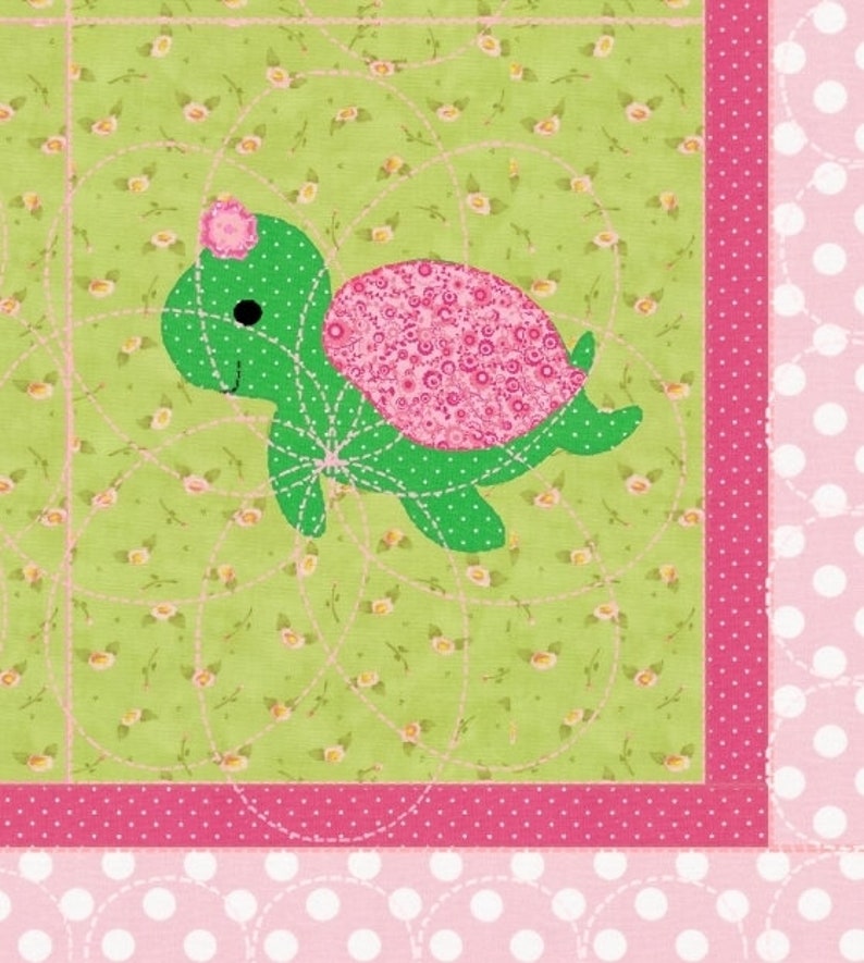 Baby Turtles /& Friends Crib Quilt Pattern Baby Girl/'s Quilt