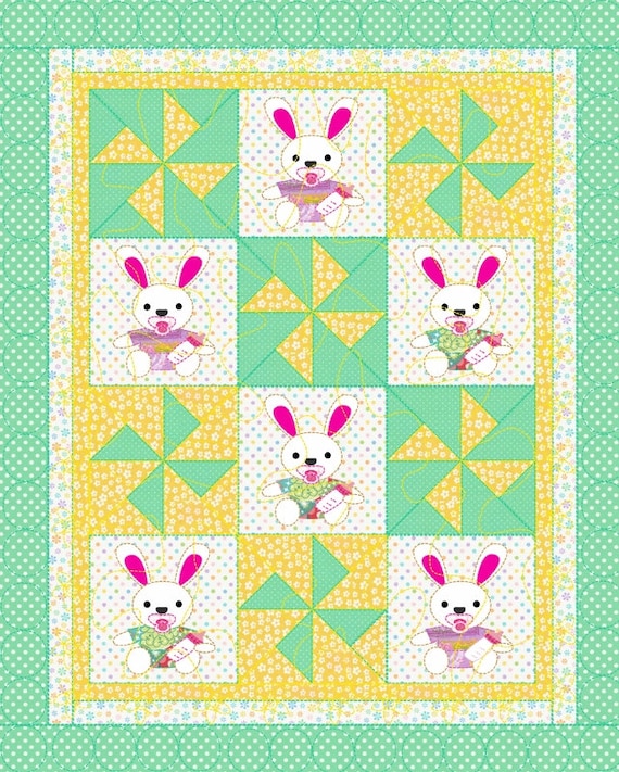 Baby Quilt Pattern Bunnies Baby Bunny Crib Quilt Pattern Etsy