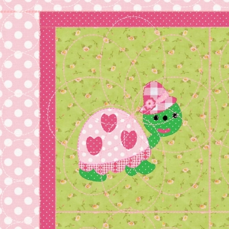 Baby Turtles /& Friends Crib Quilt Pattern Baby Girl/'s Quilt