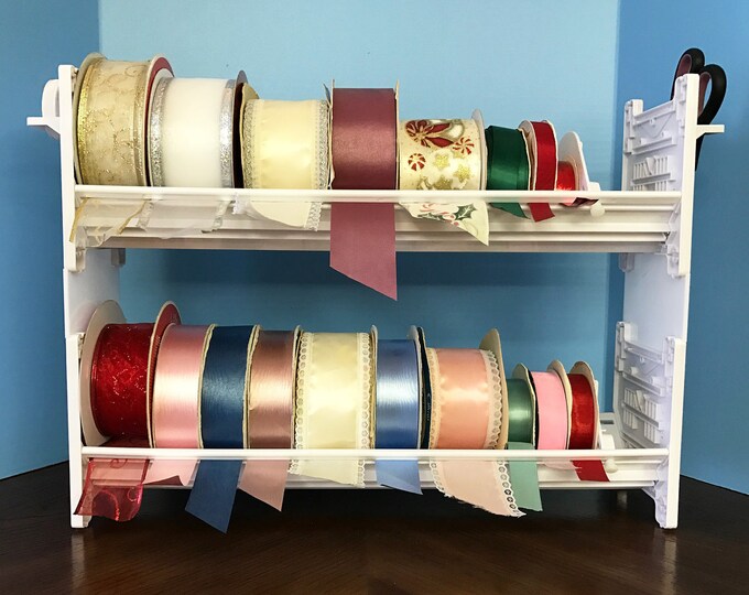 NEW 6 Dia. Ribbon Holder Organizer Storage Rack for Large Spools MLRH2 White Plastic No Dowels
