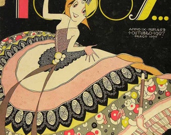 Para Todos - Digital print of cover art of Brazil's greatest Art Deco magazine by artist J Carlos (aka Jota) - October 1, 1927 - Dancer