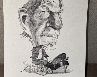 David Levine Caricature of great American avant-garde composer JOHN CAGE from the New York Review of Books (NYRB) 1960s/70s