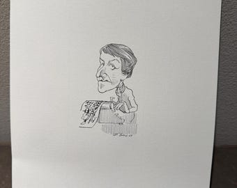 David Levine Caricature of the great French writer Nathalie Sarraute from the New York Review of Books (NYRB) 1960s/70s
