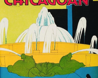 The Chicagoan magazine - Digital print of cover art - October 8, 1927 - Art Deco - Buckingham Fountain SeaHorses