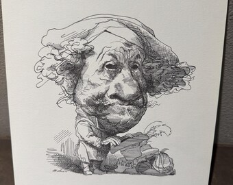 David Levine Caricature of great Dutch painter Rembrandt van Rijn from the New York Review of Books (NYRB) 1960s/70s