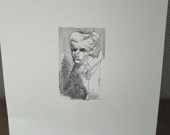 David Levine Caricature of great American writer and Nobel prize winner WILLIAM FAULKNER from the New York Review of Books (NYRB) 1960s/70s