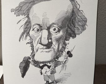 David Levine Caricature of great German composer RICHARD WAGNER from the New York Review of Books (NYRB) 1960s/70s