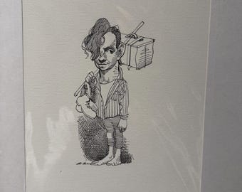 David Levine Caricature of American Beat era writer Jack Kerouac from the New York Review of Books (NYRB) 60s/70s