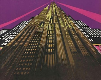 Digital Print of The Chicagoan Magazine Cover April 12, 1930 - POV straight UP, Art Deco Skyscraper