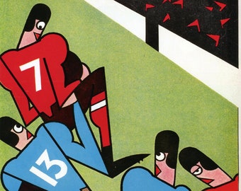 The Chicagoan magazine - Digital print cover art by HO Hofman - November 17, 1928 - Art Deco - Football - Chi University Maroons (?)