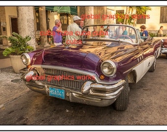 Digital Print of 2-Tone Buick Convertible - Classic Cars of Cuba