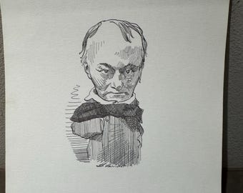 David Levine Caricature of the great French poet CHARLES BAUDELAIRE from the New York Review of Books (NYRB) 1960s/70s