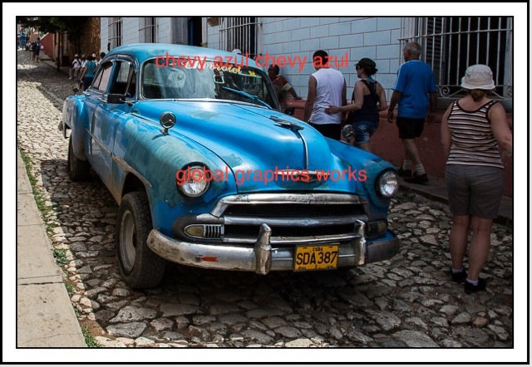 Digital Print - Classic Cars of Cuba - Vintage Blue Chevy - Etsy