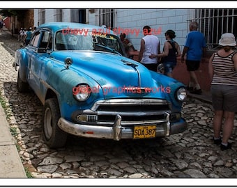 Digital Print - Classic Cars of Cuba - Vintage blue Chevy