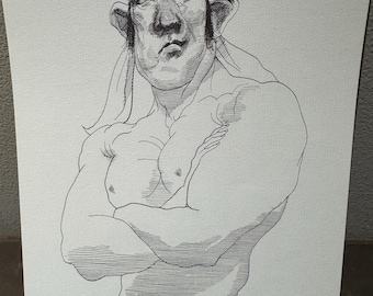 David Levine Caricature of the great Japanese writer Yukio Mishima from the New York Review of Books (NYRB) 1960s/70s