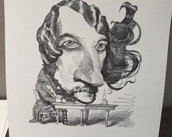 David Levine Caricature of the great Italian opera librettist/composer Gaetano Donizetti from the New York Review of Books (NYRB) 1960s/70s