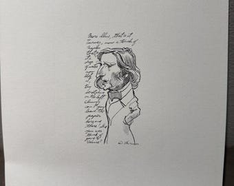 David Levine Caricature of the great English writer and art critic John Ruskin from the New York Review of Books (NYRB) 1960s/70s