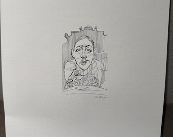 David Levine Caricature of the great French writer MARCEL PROUST from the New York Review of Books (NYRB) 1960s/70s