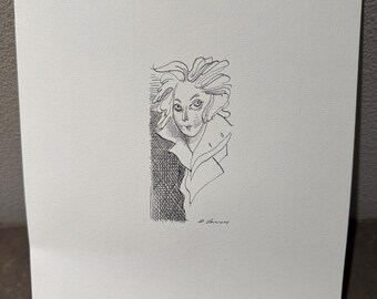 David Levine Caricature of the great English Romantic poet PERCY Bysshe SHELLEY from the New York Review of Books (NYRB) 1960s/70s